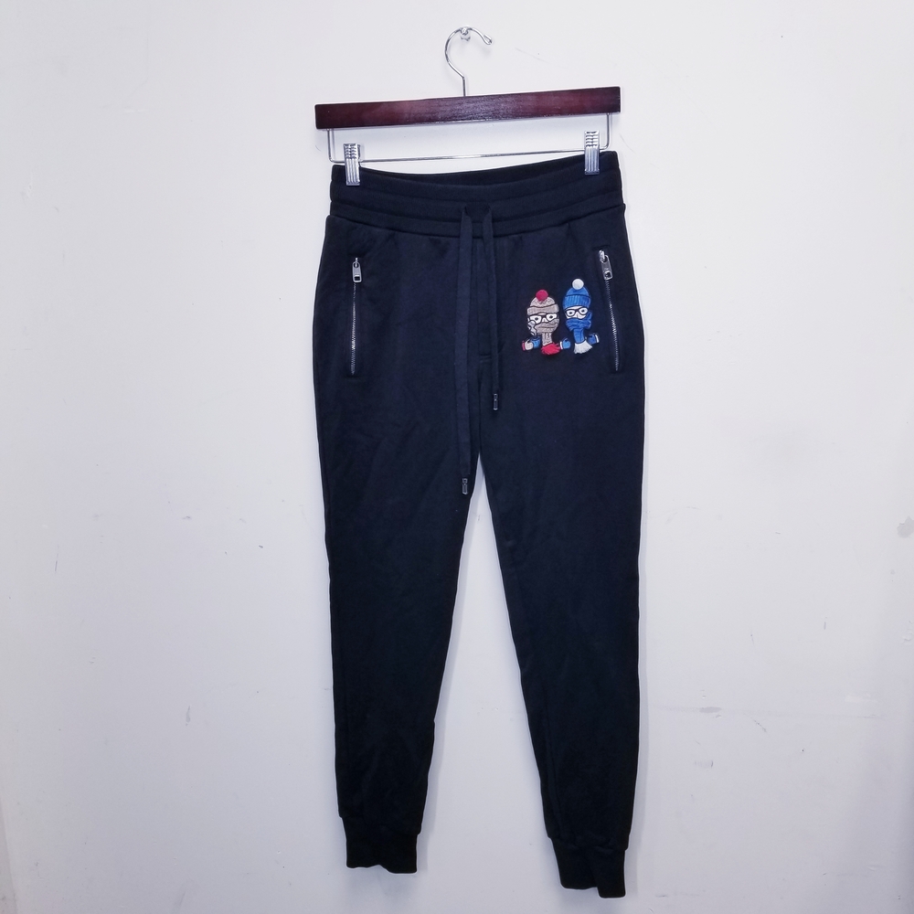 Dolce & Gabbana Black Joggers with Character Patches